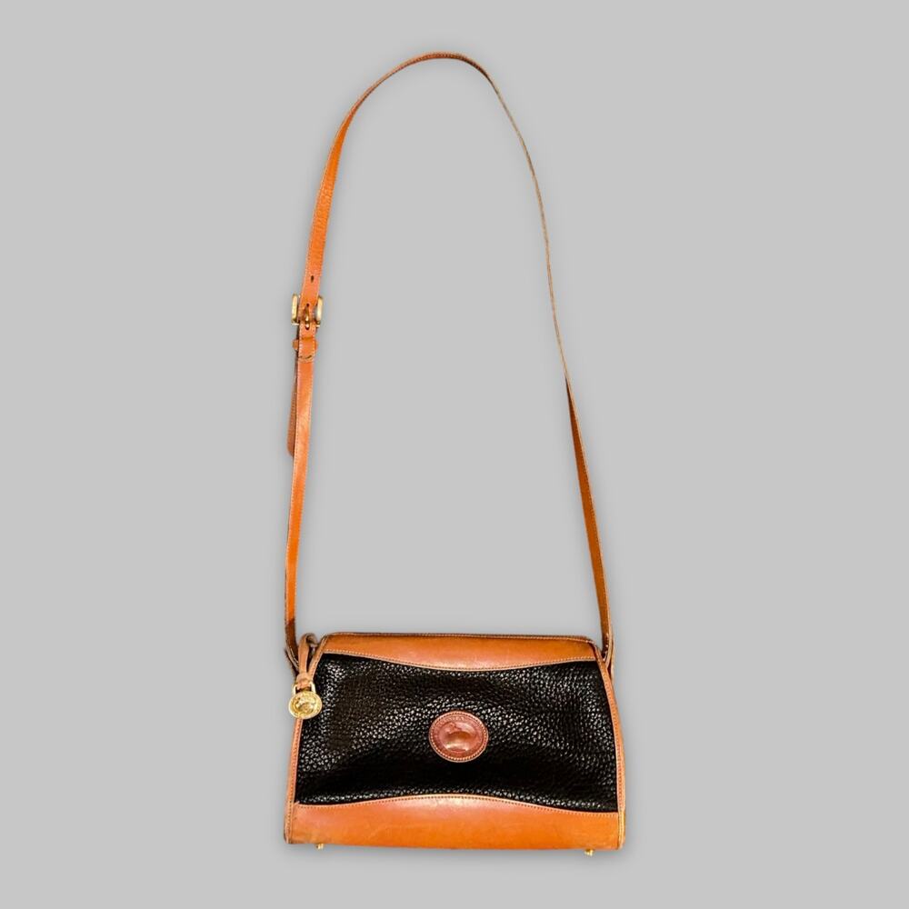 Dooney & Bourke Vintage Black & Tan Leather Crossbody Shoulder Bag